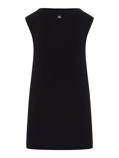 Celine Wool Blend Dress With Triomphe Logo In Black