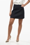 Celine Wool Blend Miniskirt With Side Zip In Blue