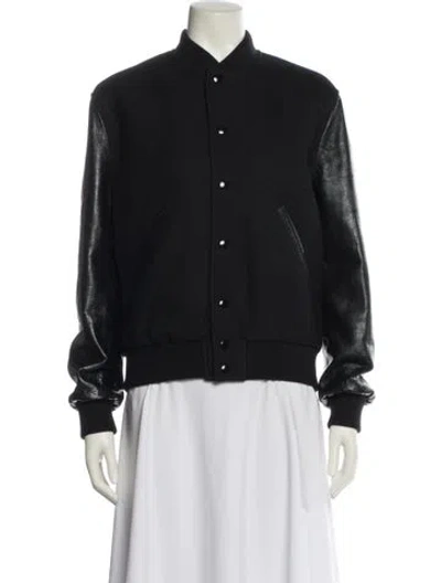 Pre-owned Celine Wool Bomber Jacket In Black