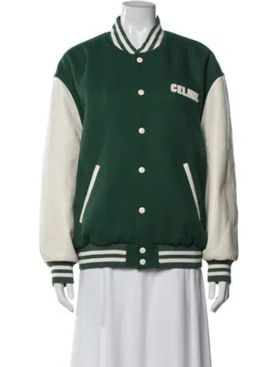 Pre-owned Celine Wool Bomber Jacket In Green