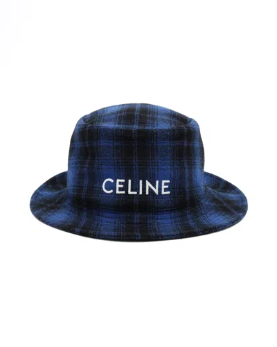Pre-owned Celine Céline Wool Bucket Hat In Blue