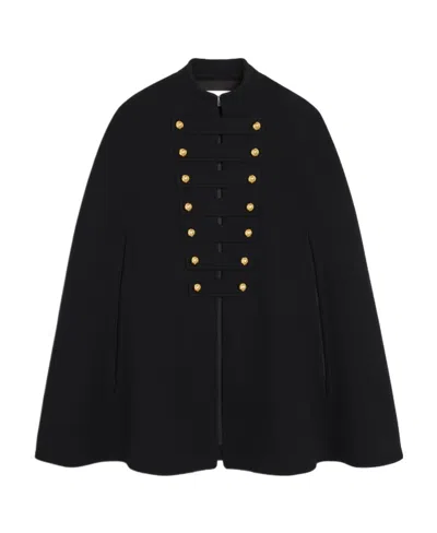 Celine Wool Cashmere Collar Cloak In Black