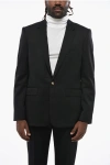 Celine Wool Center Vent Notch Lapel Blazer In Black