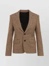 Celine Wool Checked Jacket Notched Collar In Metallic