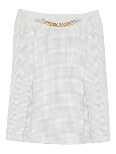 Pre-owned Celine Wool Checked Skirt In Blue