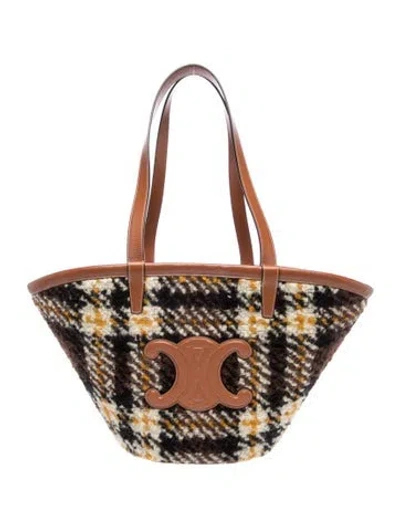 Pre-owned Celine Wool Classic Panier In Brown