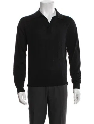 Pre-owned Celine Wool Collar Polo Shirt In Black