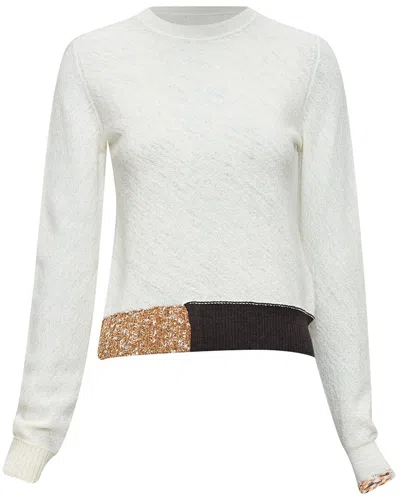 Pre-owned Celine Wool Colorblock Hem Sweater In White/cream