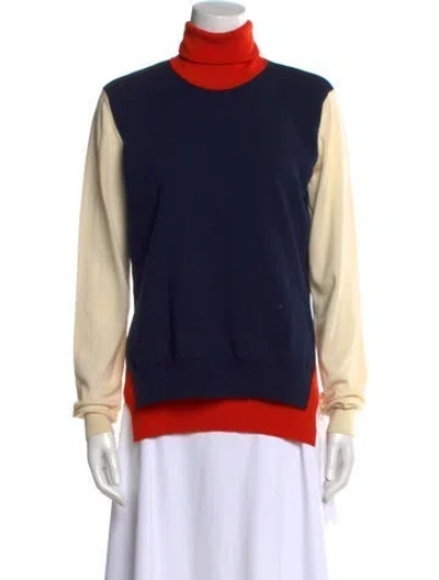 Pre-owned Celine Wool Colorblock Pattern Sweater In Blue