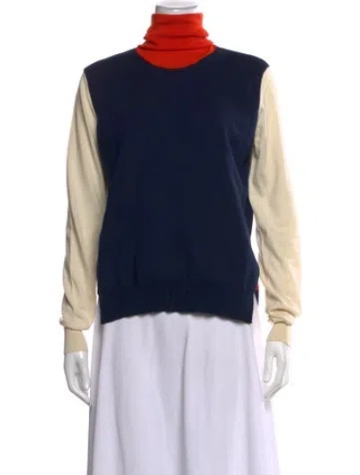 Pre-owned Celine Wool Colorblock Pattern Sweater In Blue