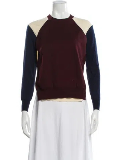 Pre-owned Celine Wool Colorblock Pattern Sweater In Burgundy