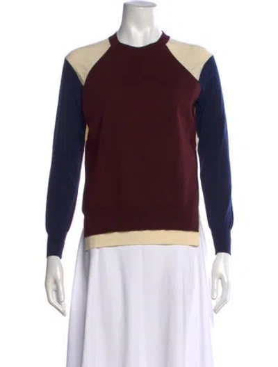 Pre-owned Celine Wool Colorblock Pattern Sweater In Burgundy