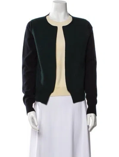 Pre-owned Celine Wool Colorblock Pattern Sweater In Green