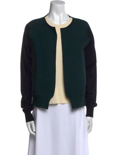 Pre-owned Celine Wool Colorblock Pattern Sweater In Green