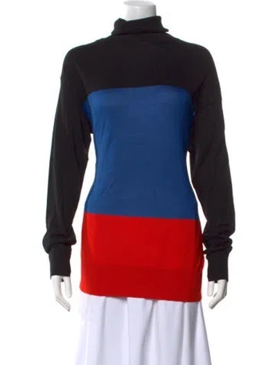 Pre-owned Celine Wool Colorblock Pattern Sweater In Red