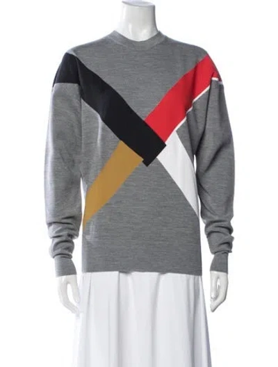 Pre-owned Celine Wool Colorblock Pattern Sweatshirt In Grey