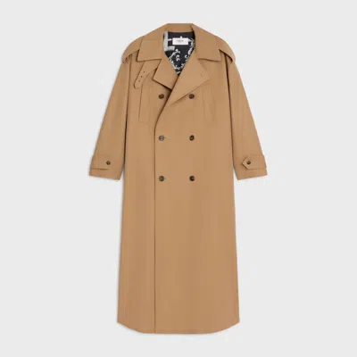Celine Wool Cotton Trench Coat In Brown