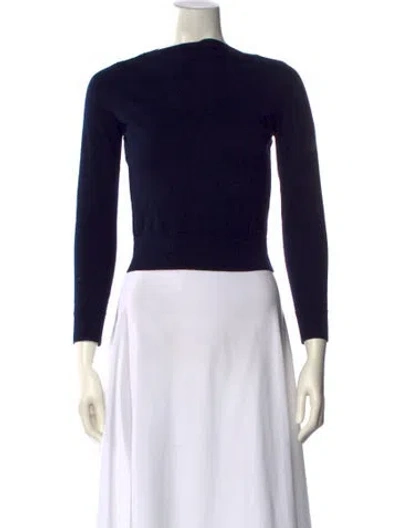 Pre-owned Celine Wool Cowl Neck Sweater In Blue