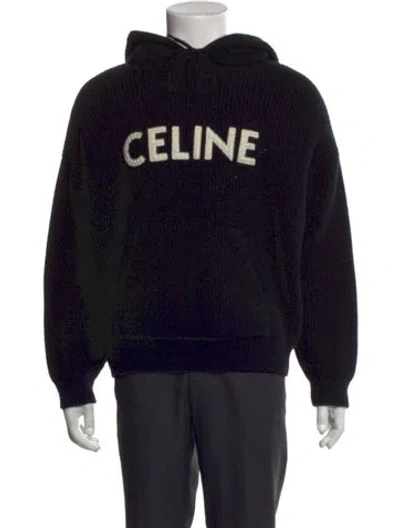 Pre-owned Celine Wool Crew Neck Hoodie In Black