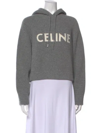 Pre-owned Celine Wool Crew Neck Hoodie In Gray