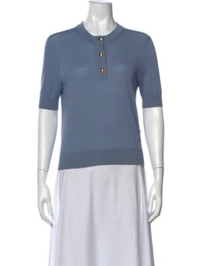 Pre-owned Celine Wool Crew Neck Polo In Blue