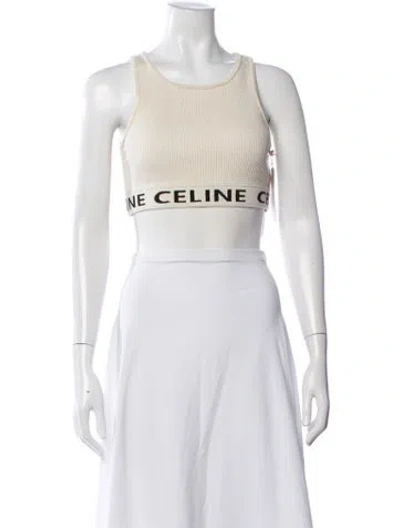 Pre-owned Celine Wool Crew Neck Sports Bra In White