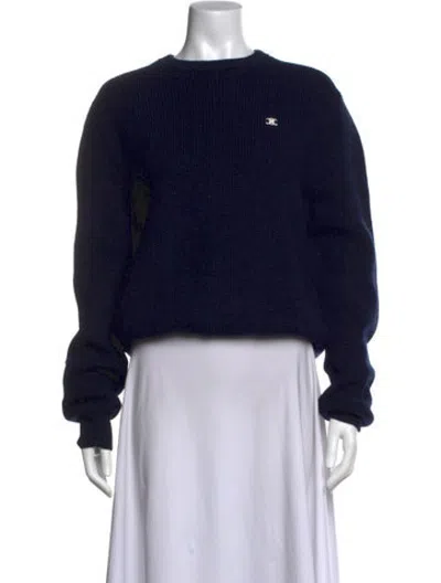 Pre-owned Celine Wool Crew Neck Sweater In Blue