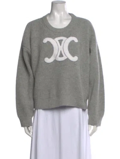 Pre-owned Celine Wool Crew Neck Sweater In Grey