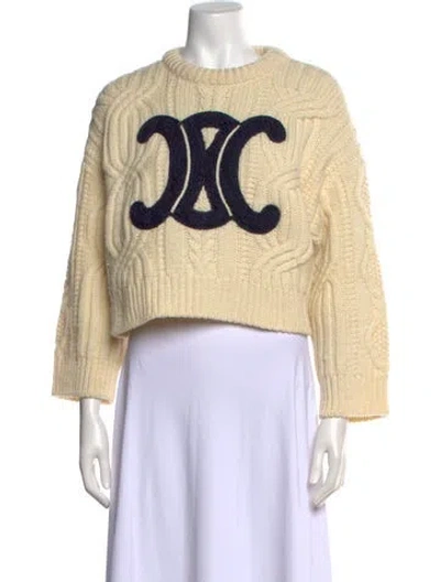 Pre-owned Celine Wool Crew Neck Sweater In Neutral