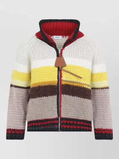 Celine Wool Fitted Jacket In Multi