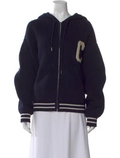 Pre-owned Celine Wool Graphic Print Cardigan In Blue