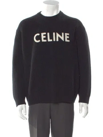 Pre-owned Celine Wool Graphic Print Pullover In Black