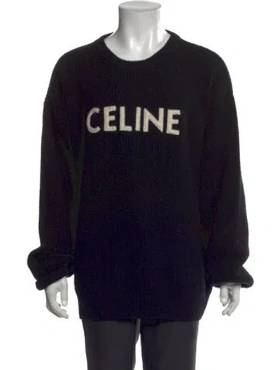 Pre-owned Celine Wool Graphic Print Pullover In Black