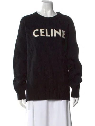 Pre-owned Celine Wool Graphic Print Sweater In Black