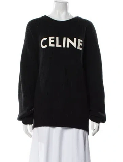 Pre-owned Celine Wool Graphic Print Sweater In Black