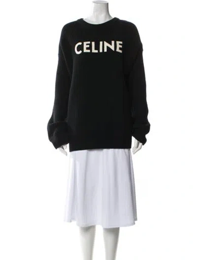 Pre-owned Celine Wool Graphic Print Sweater In Black