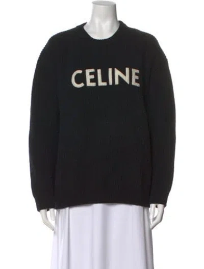 Pre-owned Celine Wool Graphic Print Sweater In Black