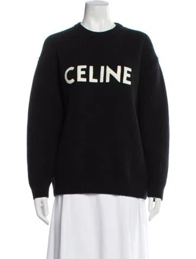 Pre-owned Celine Wool Graphic Print Sweater In Black