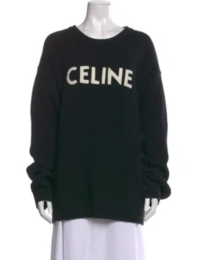 Pre-owned Celine Wool Graphic Print Sweater In Black