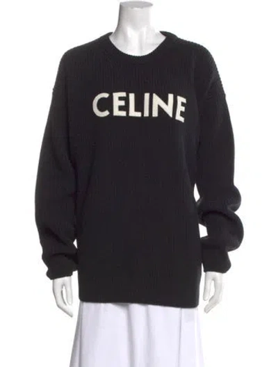 Pre-owned Celine Wool Graphic Print Sweater In Black