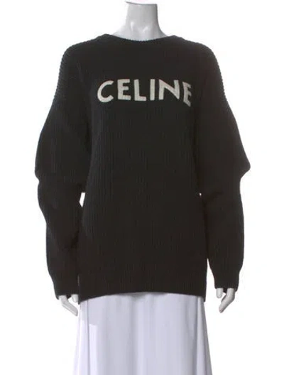 Pre-owned Celine Wool Graphic Print Sweater In Black