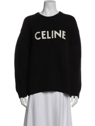 Pre-owned Celine Wool Graphic Print Sweater In Black