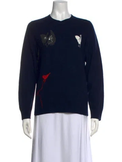 Pre-owned Celine Wool Graphic Print Sweater In Blue