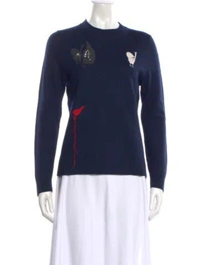 Pre-owned Celine Wool Graphic Print Sweater In Blue