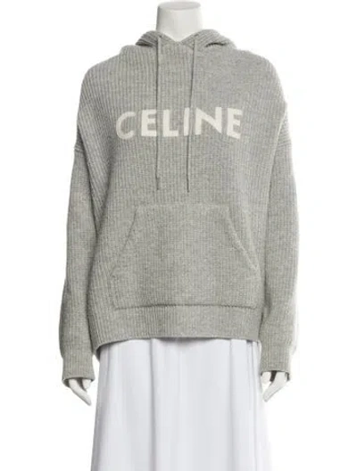 Pre-owned Celine Wool Graphic Print Sweater In Gray
