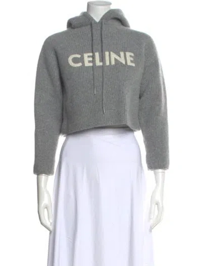 Pre-owned Celine Wool Graphic Print Sweater In Gray
