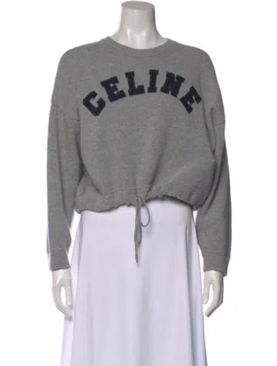 Pre-owned Celine Wool Graphic Print Sweater In Gray