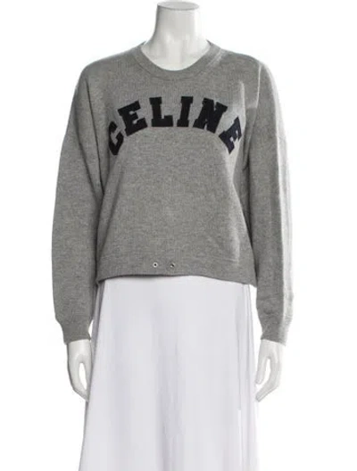 Pre-owned Celine Wool Graphic Print Sweater In Gray