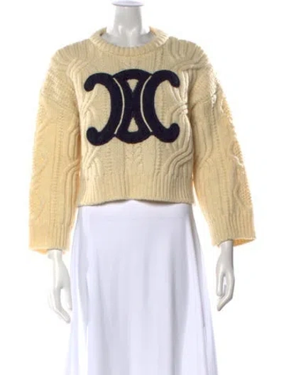 Pre-owned Celine Wool Graphic Print Sweater In Neutral