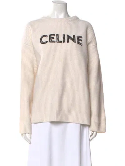 Pre-owned Celine Wool Graphic Print Sweater In Neutral